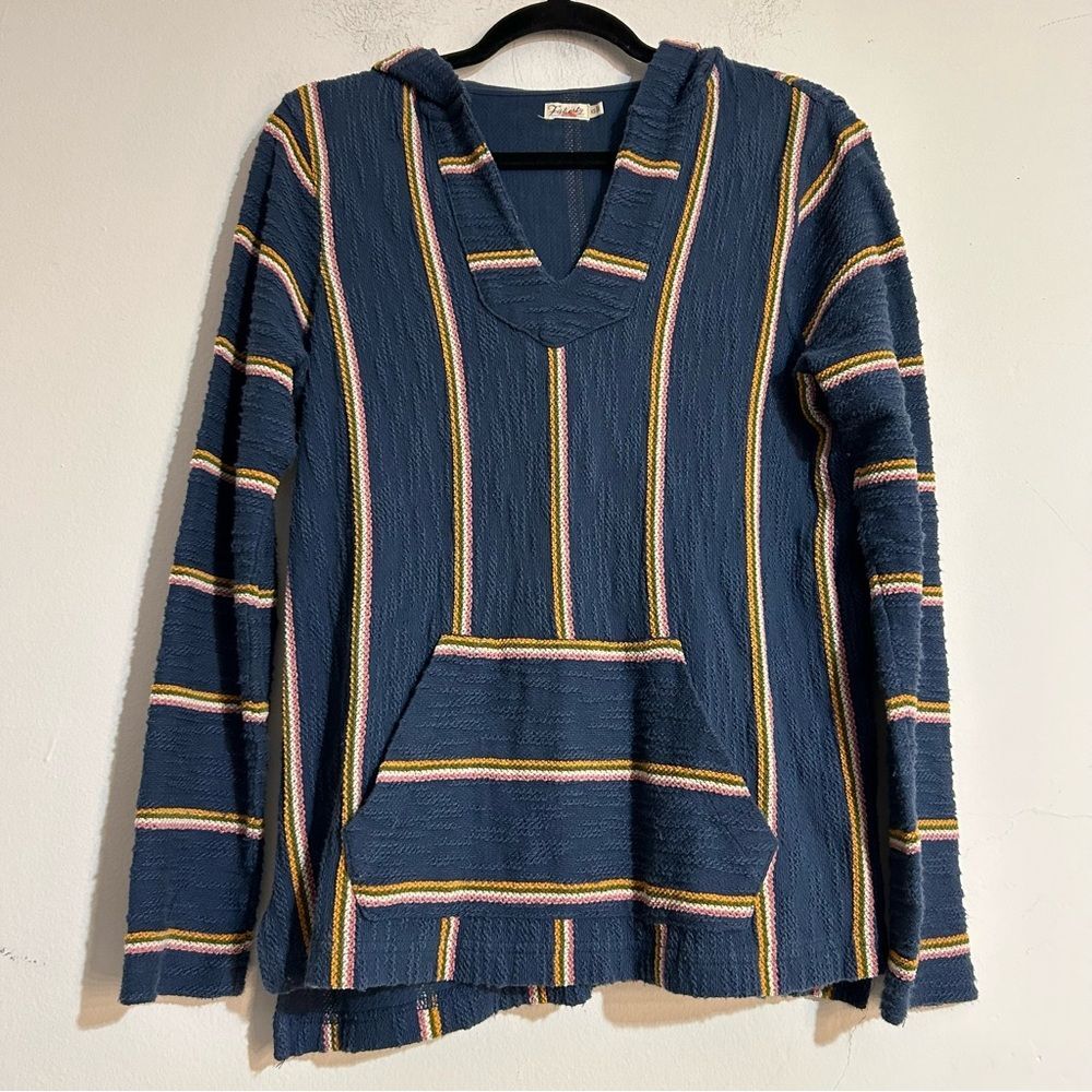 Faherty Seabrook Poncho Pullover Hoodie Navy Sayulita Stripe Size XS